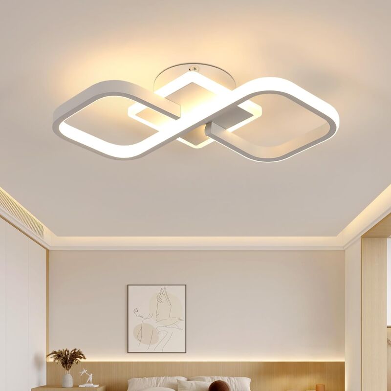 Plafonnier led Moderne Design, Blanc 36W 4000LM Lampe de Plafond led, Carré Acrylique Luminaire Plafonnier led Intérieur pour Chambre à Coucher