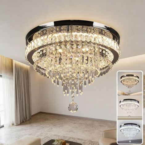 Plafonnier LED moderne, éclairage décoratif pour salon, lampe de table pour îlot de cuisine, suspension semi-encastrée (40 cm, lumière tricolore)