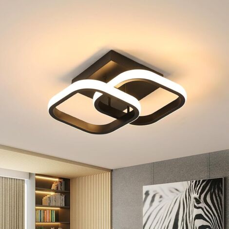 Plafonnier LED Moderne en Acrylique 18W 2160LM pour Chambre Cuisine Salon Blanc Chaud 3000K-6000K 29CM Noir Classe Énergétique E