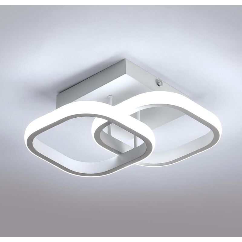 Plafonnier led Moderne, Luminaire de Plafond Carré en Acrylique Diamètre 19 cm pour Chambre, Salon, Cuisine, Couloir - 22W - Blanc - Lumière Blanche