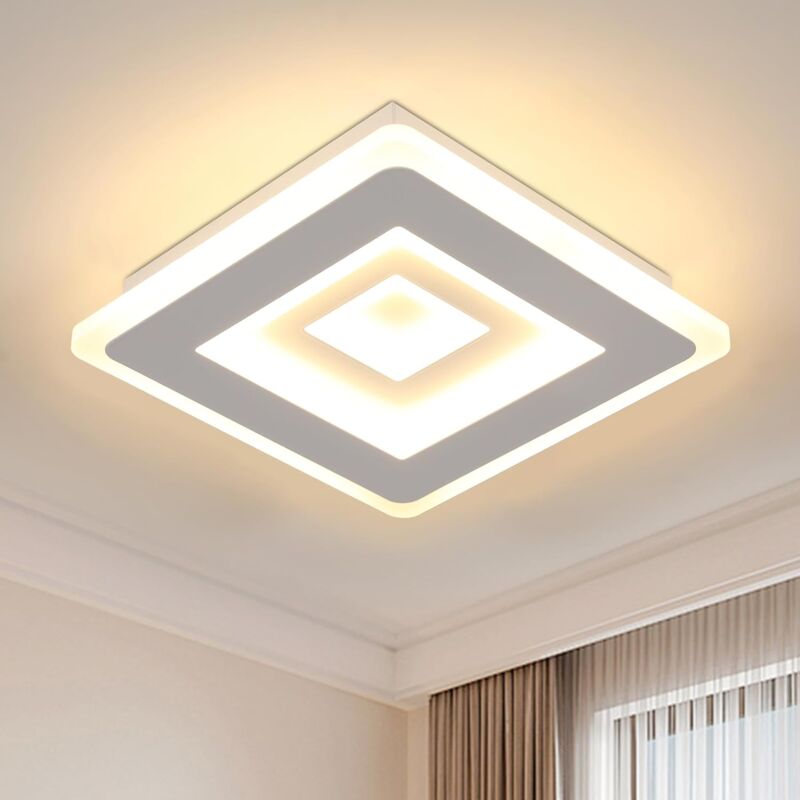 Plafonnier led Moderne Lampe de Plafond Carré 28W 3150LM Luminaire Plafonnier Blanc en Acrylique pour Chambre à Coucher, Salon, Couloir, Salle