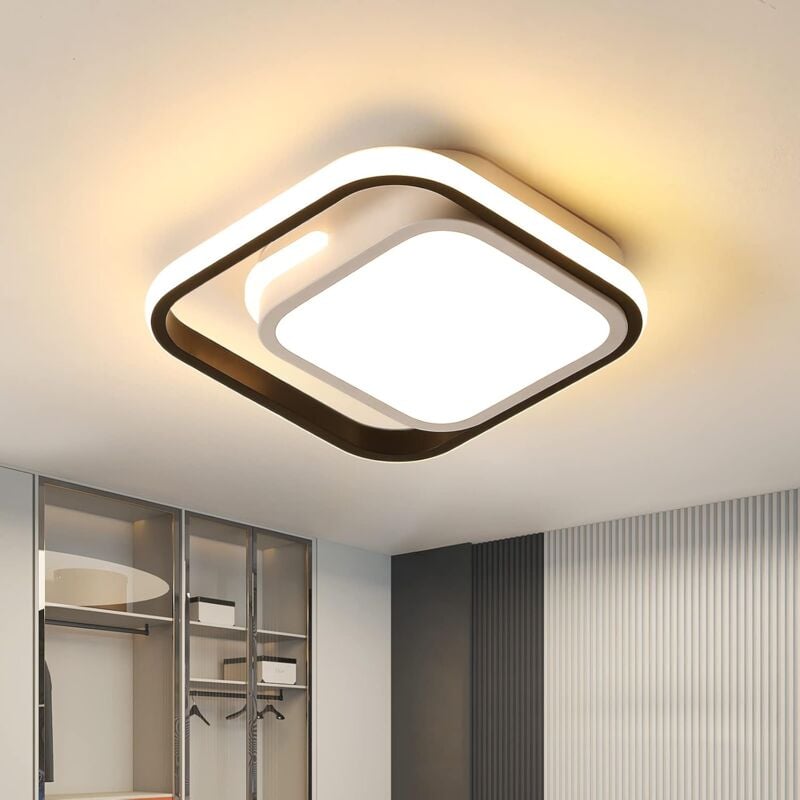 Comely - Plafonnier led Moderne Lumière Chaude, Lampe de Plafond led Carré 20W, Luminaire Plafonniers 3000K Metal Acrylique Adapté Chambre, Cuisine,