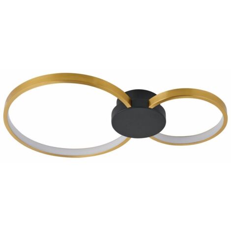 Plafonnier LED moderne or/noir 2 anneaux 20W Reality