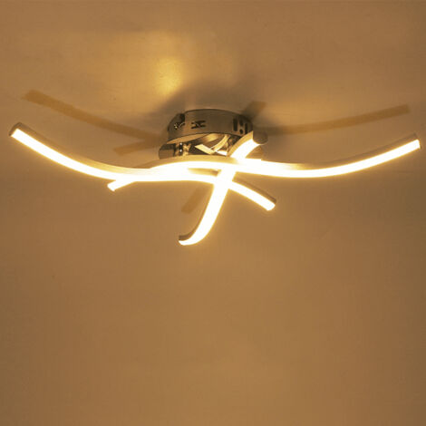 Plafonnier LED moderne, plafonnier à vagues encastré 18 W, plafonniers design trifurqués, lumière blanche chaude