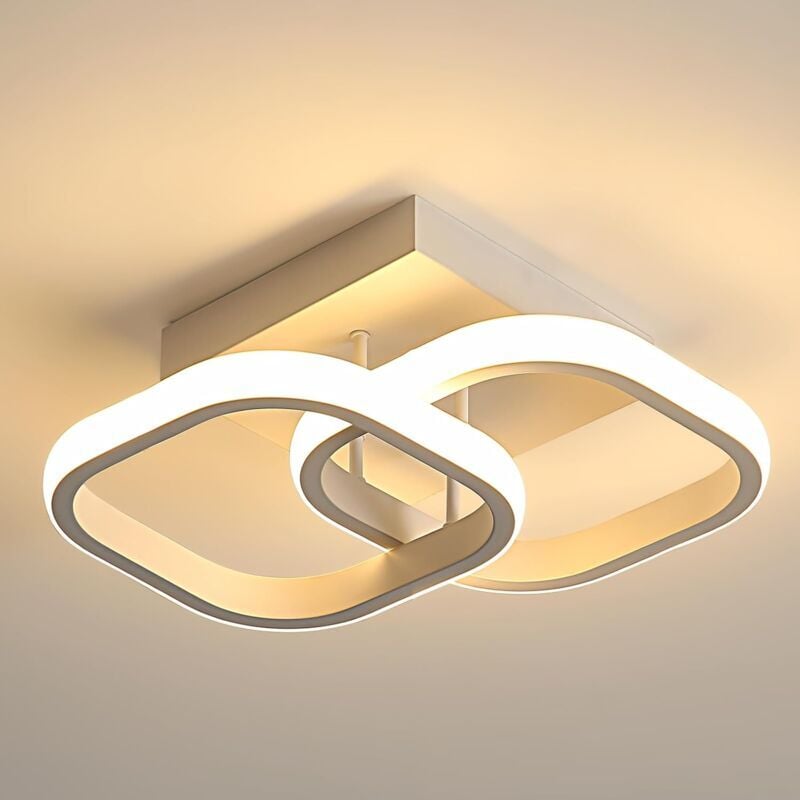 SNQ - plafonnier led moderne, plafonnier chambre led acrylique 22W 2475LM, plafonnier carré blanc pour couloir cuisine salon, gradation tricolore,