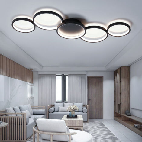 Plafonnier LED moderne, suspension LED basse consommation, plafonnier en métal, lustre LED rond à 5 têtes, plafonnier suspendu, lumière blanche