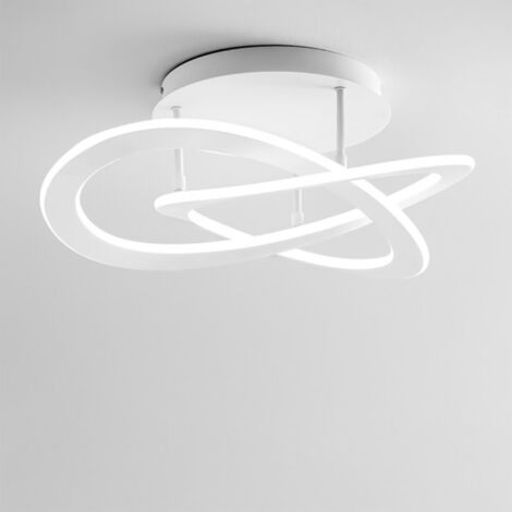 Plafonnier LED moderne Yara 40W dimmable lumière chaude 3000K, design anneau en aluminium blanc 60x17cm, 1900lm, LED intégrée IP20