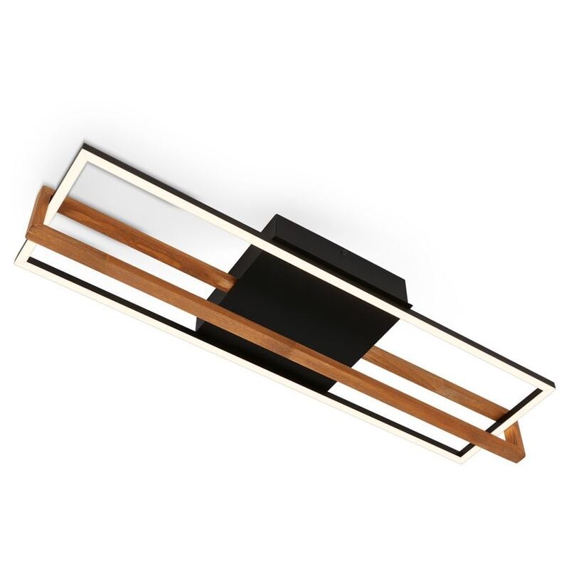 Plafonnier led, noir, avec bois, LED/22W