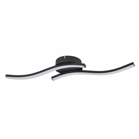 Plafonnier LED noir moderne Bradox vagues 12W Reality