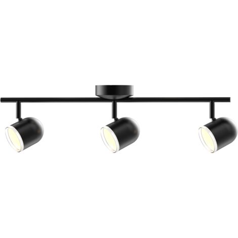 Plafonnier LED orientable 3 spots noir 3000K Polux