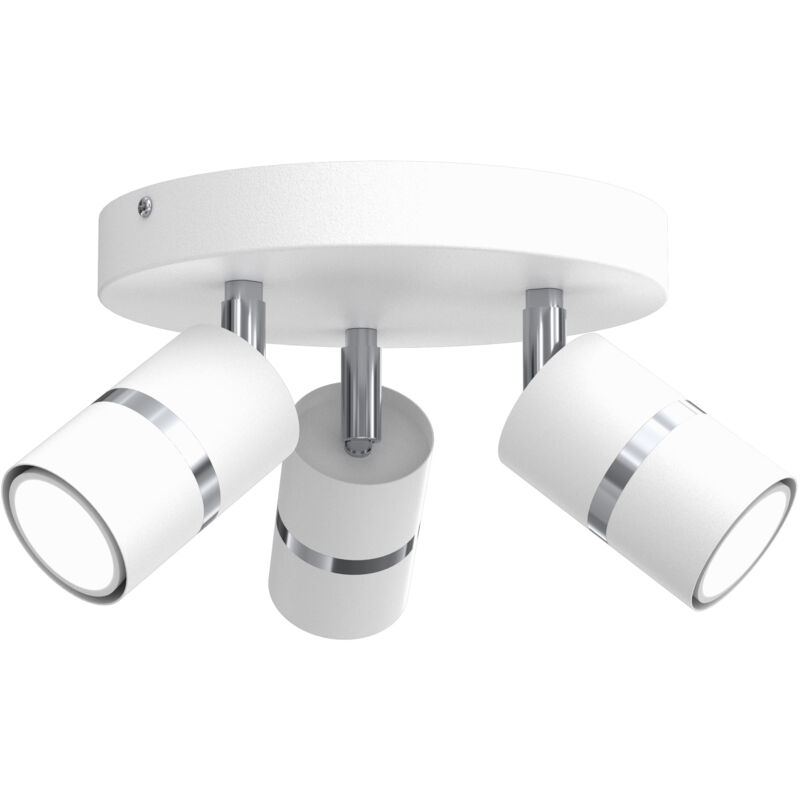 Plafonnier LED, orientable, 3x Gu10, chrome blanc