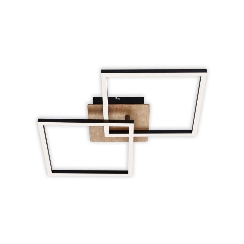 Plafonnier led Briloner leuchten frame, 24 w, 1800 lm, IP20, noir, métal-plastique-bois, intensité lumineuse variable, 62 x 36,8 x 7,3 cm