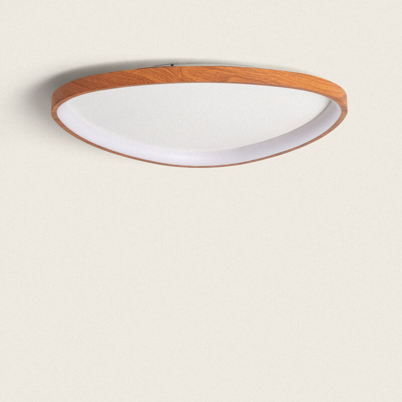 Ledkia - Plafonnier led Oval 30W Métal Ø600 mm cct Sélectionnable Owen Bois