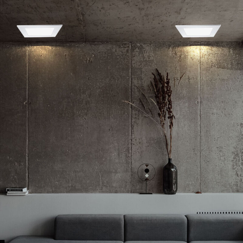 Plafonnier led panneau encastrable carré plafonnier blanc panneau de lampe de salon, aluminium, 8W 720Lm blanc froid, LxlxH 12x12x2 cm, lot de 2