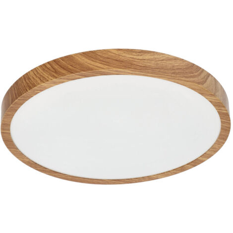 Plafonnier LED PERETI 18W anneau bois 29,5cm 3000K 1800lm IP44 220V EDO777612 EDO SOLUTIONS