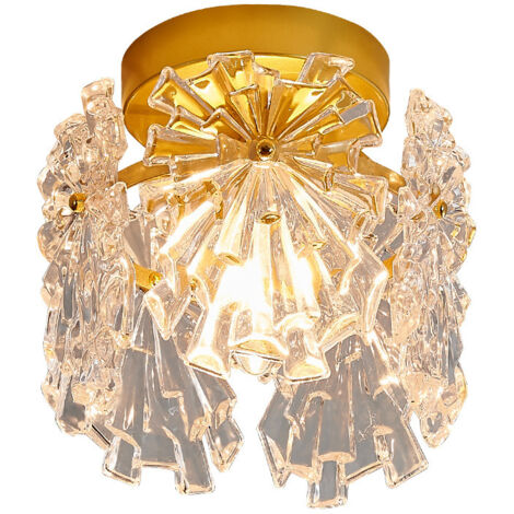 Plafonnier LED, petit plafonnier en cristal élégant et moderne, adapté aux couloirs, aux escaliers et aux salons (lampe tricolore)