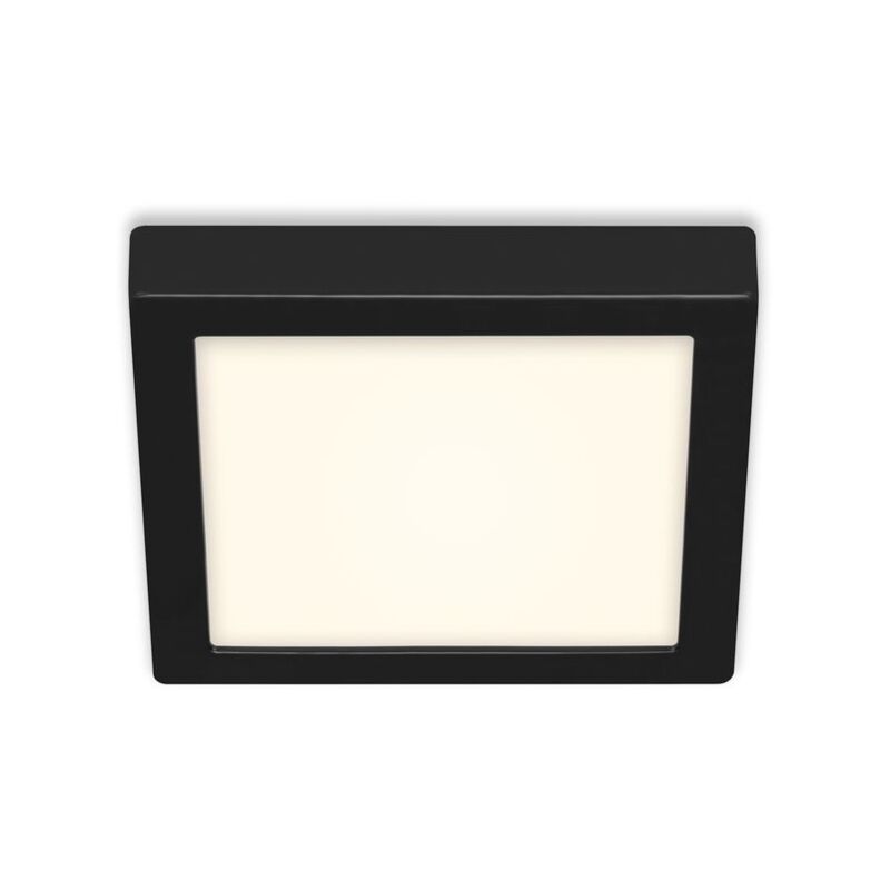 Plafonnier LED BRILONER LEUCHTEN FIRE BLACK, 16,5 W, 1600 lm, IP20, noir-blanc, métal-plastique, 17 x 17 x 3,2 cm