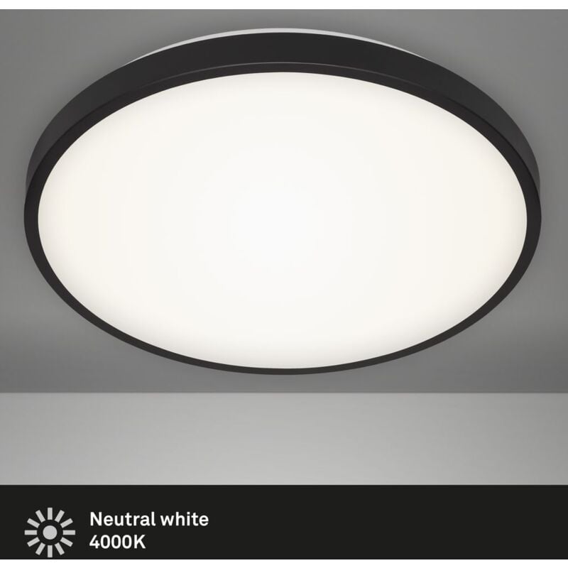 Plafonnier led Briloner leuchten manny, 24 w, 2200 lm, IP20, noir-blanc, plastique-métal, ø 38,5 cm