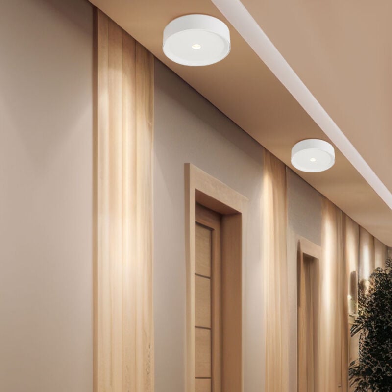Plafonnier led plafonnier blanc lampe de cuisine lampe de couloir, aluminium, 10W 470lm blanc chaud, DxH 15 x 4 cm, lot de 2
