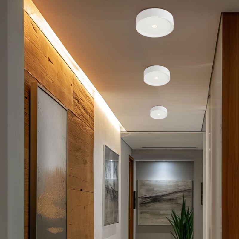 Plafonnier led plafonnier blanc lampe de cuisine lampe de couloir, aluminium, 10W 470lm blanc chaud, DxH 15 x 4 cm, lot de 3