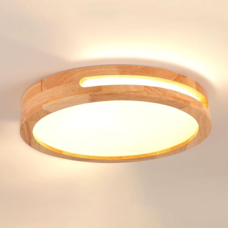 Plafonnier Led, Plafonnier Bois, Plafonnier Chambre, 3000k 24w ø40cm LumièRe Chaude, Convient Pour Les Chambres, Salles De Bains, Salons Et Couloirs