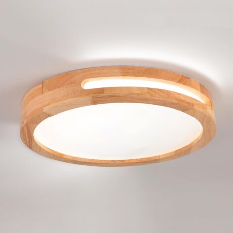 Plafonnier Led, Plafonnier Bois, Plafonnier Chambre, 6000k 24w ø40cm LumièRe Froide, Convient Pour Les Chambres, Salles De Bains, Salons Et Couloirs