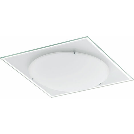 Plafonnier LED plafonnier miroir bord lampe de salon, 12W 1020lm blanc chaud, LxlxH 30x30x8,5 cm, Eglo 93415