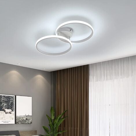 Plafonnier LED, Plafonnier moderne 42W, double anneau acrylique blanc pour chambre à coucher, salon, bureau au bureau 6000K 3360 lumens