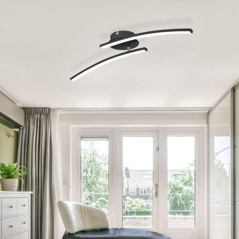 Plafonnier led plafonnier moderne lumière du jour plafonnier salon, noir -mat, tige design, 1x led 12W 1000Lm 3000 -6000K, LxPxH 59x12x11 cm