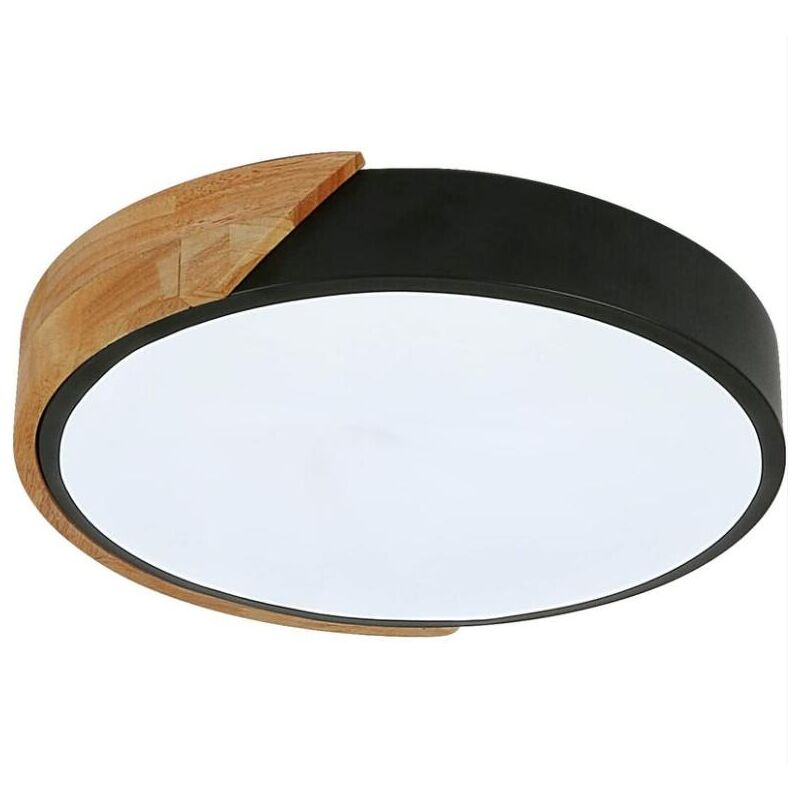 Plafonnier led, plafonnier rond moderne en bois 24W led tricolore Ø30CM chambre, cuisine, salon, balcon et couloir