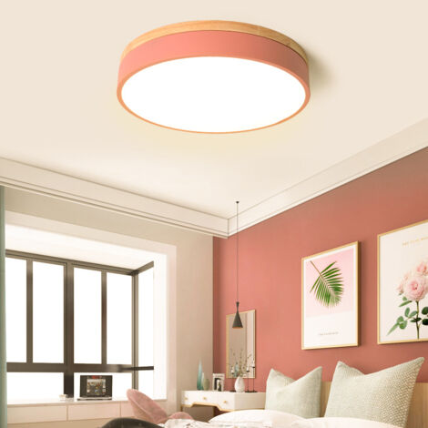 Plafonnier LED, Plafonnier Rond Moderne en Métal 24 W, Lumière Chaude 3000 K pour Salon, Chambre, Cuisine, Couloir, Salle à Manger, 30 cm, Rose