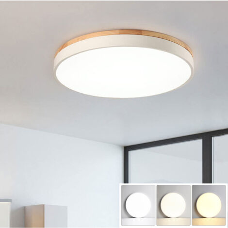 Plafonnier LED, Plafonnier Rond Moderne en Métal 36 W, 3 Températures de Couleur, pour Salon, Chambre, Cuisine, Couloir, Salle à Manger, 40 cm, Blanc