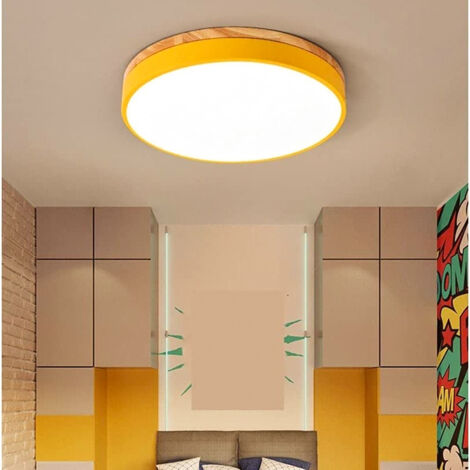 Plafonnier LED, Plafonnier Rond Moderne en Métal 36 W, Lumière Chaude 3000 K pour Salon, Chambre, Cuisine, Couloir, Salle à Manger, 40 cm, Jaune