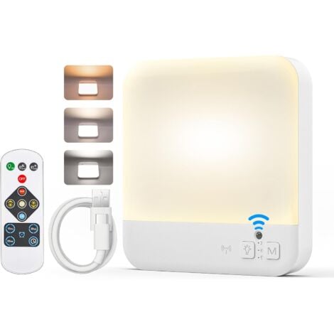 CENTIFREE Plafonnier LED plat à intensité variable avec télécommande - Fonctionne sur piles avec détecteur de mouvement - 250 lm - 3 modes de couleur - Intensité variable - Détecteur de mouvement - [Classe éner