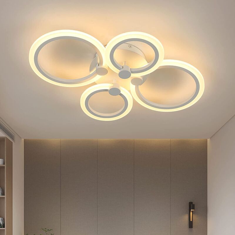 Plafonnier led moderne, luminaire plafonnier créatif à 4 têtes 34W, Lampe de plafond à lumière chaude 3000K, plafonnier en métal acrylique pour