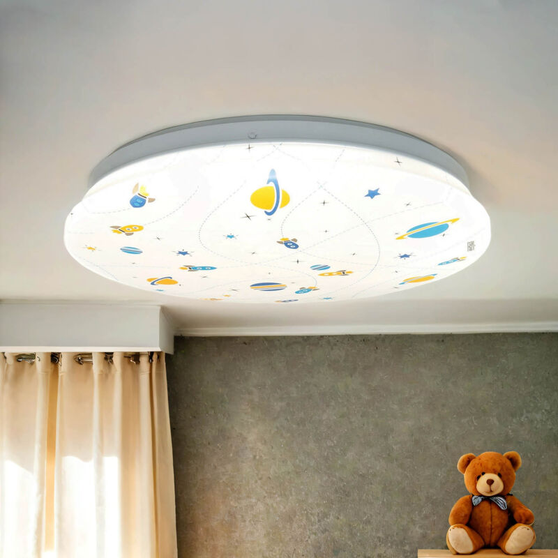 Plafonnier LED pour chambre d'enfant en métal IP44 4000 K lumière blanc neutre 1300 lm rond Ø 33,5 cm blanc coloré Plafonnier LED pour chambre d'enfant en métal IP44 4000 K lumière blanc neutre 1300 lm rond Ø 33,5 cm blanc coloré