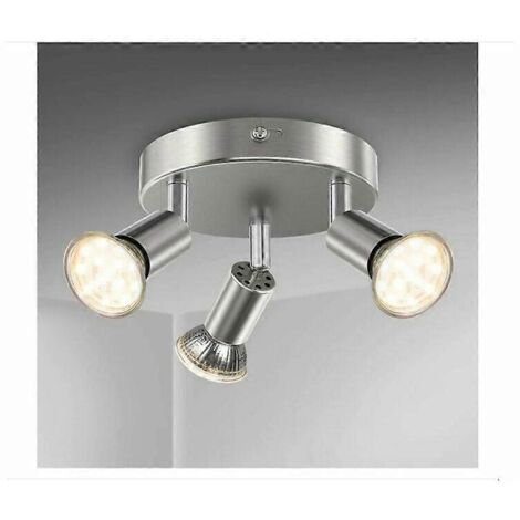 Plafonnier LED pour salle de bain, 3 spots, intensité variable, IP44, culot GU10
