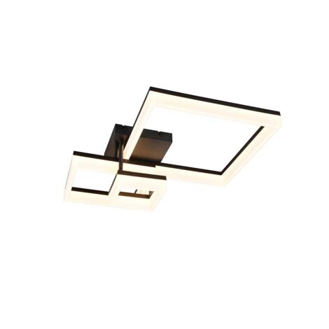Plafonnier LED pour salon, chambre à coucher, noir, SMD 32 W, largeur 65 cm