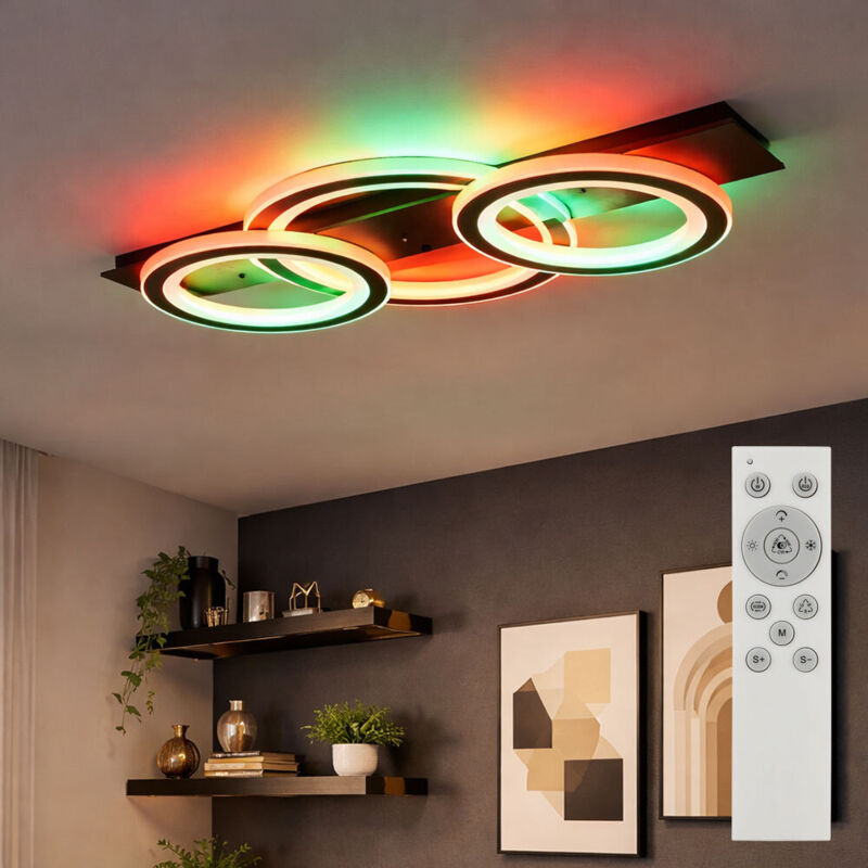 Plafonnier LED pour salon, télécommande, changement de couleur, L 73 cm