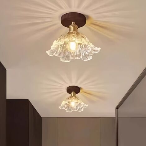 Plafonnier LED rétro, lustre en verre encastré, applique murale de style français pour couloir, luminaire décoratif, lumière chaude (lampe unique)