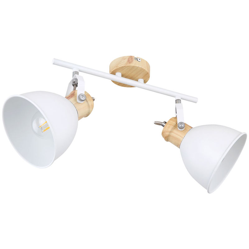 Plafonnier spot télécommandé réglable barre de spot en bois blanc optique dimmable dans un ensemble comprenant des ampoules LED RVB