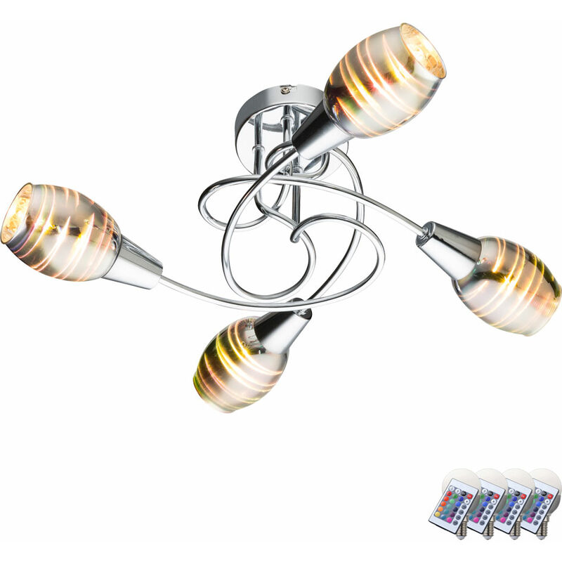Lampe abat-jour effet 3D télécommandée plafonnier dans un ensemble comprenant des ampoules LED RVB