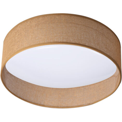 Plafonnier LED RIFA - 17.5W - Blanc Chaud 3000K - Abat-jour Tissu Marron - Ø400mm