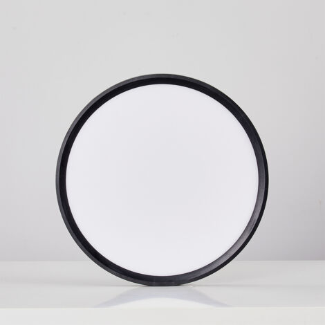 Plafonnier LED Rond 18W Extra-Plat CCT Ø230 mm, Lampe Superslim Sceneswitch 3 ambiances - Noir