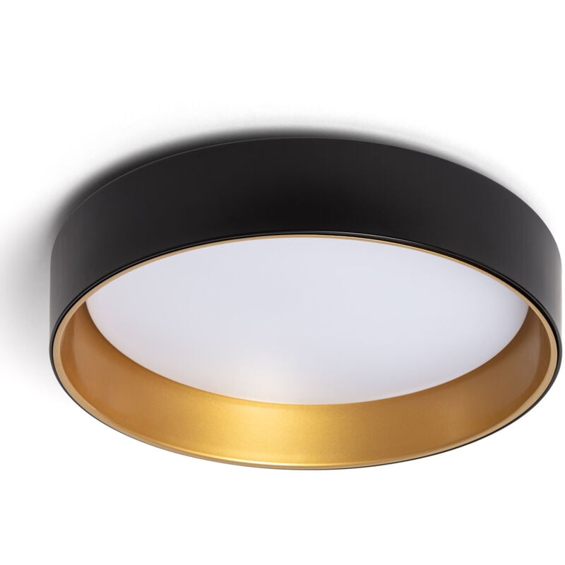 Plafonnier led Rond Métal 20W cct Sélectionnable Broadway Ø450 mm Noir / Or