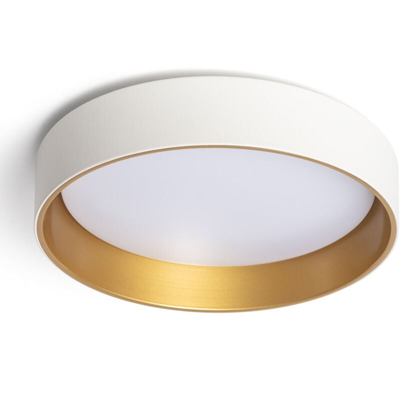 Plafonnier led Rond Métal 20W cct Sélectionnable Broadway Ø450 mm Blanc / Or