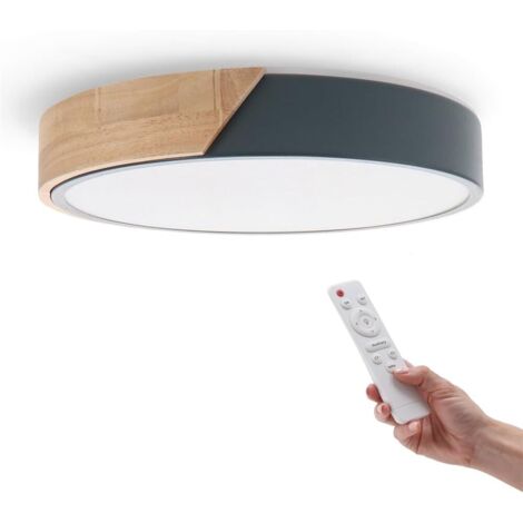 Plafonnier LED Rond 24W - 1 Unité - Bois Et Gris - 2400LM Réglable - Salle De Bain Cuisine - Diamètre 30CM