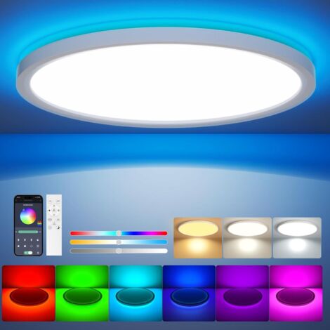 Plafonnier LED Rond 24W Dimmable RGB - Télécommande Et App - 3000K-6500K - Pour Salon Chambre Cuisine