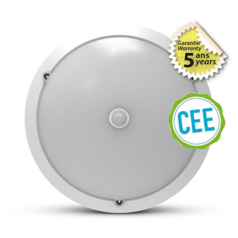 Plafonnier LED Rond Ø300mm - 20W 2500lm 3000K - Blanc Chaud - Détecteur IR - IP65