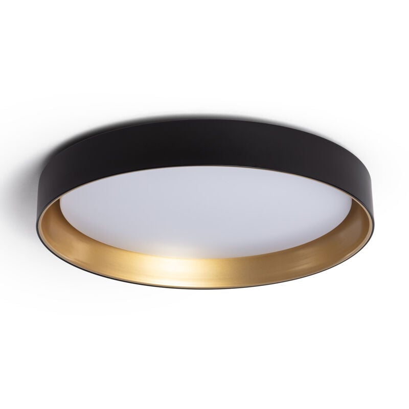 Plafonnier led Rond Métal 30W cct Sélectionnable Big Broadwey Ø550 mm Noir / Or